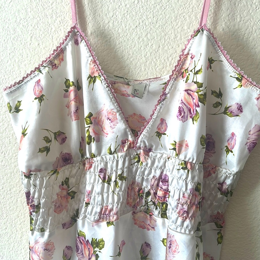 Vintage night slip, under slip, nightgown, polyester but satin feel